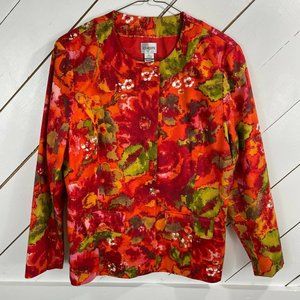 Chicos Womens Multicolour Floral Blazer  Size 2/Medium